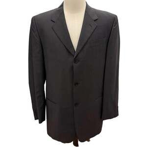 Donna Karan Signature Made in Italy 100% Wool 3-Button Nero Suit Jacket 44 Long